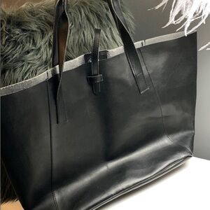 Saks Fifth Avenue Black Faux Leather Tote